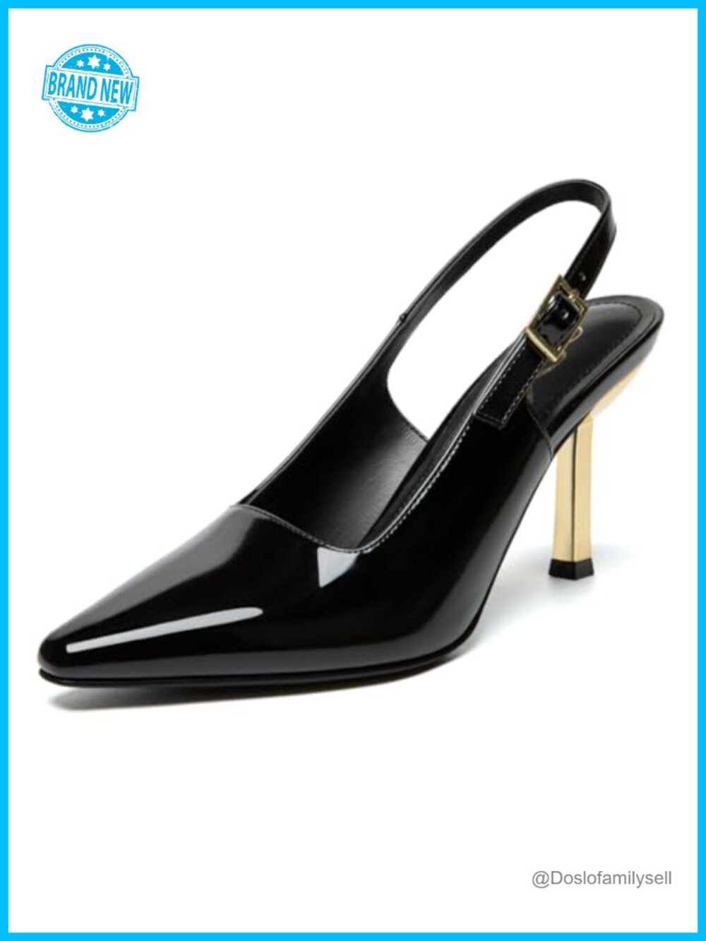 Women's Slingback Kitten Heel Square Toe Patent Leather Pumps